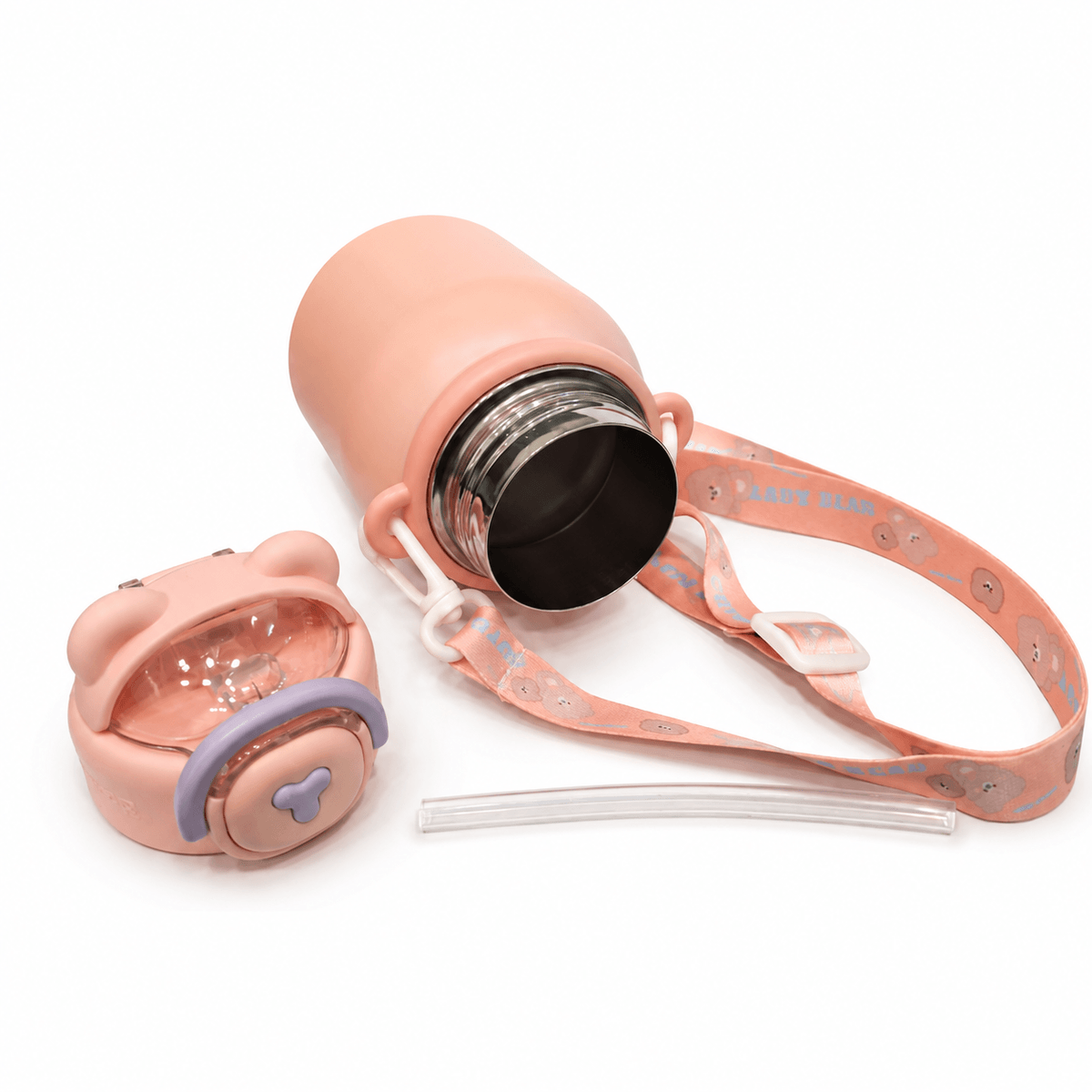 GARRAFA INOX TÉRMICO BABY BEAR 550ML MATTE ROSA CLARO