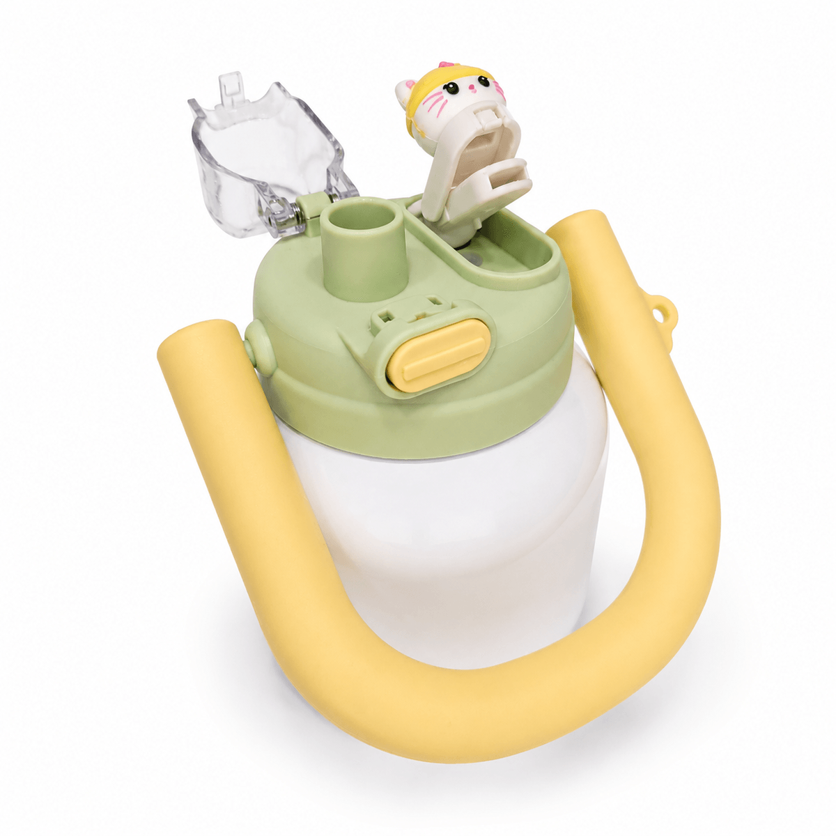 GARRAFA INOX TÉRMICA BABY POP 700ML BRANCA C/ TAMPA AMARELA