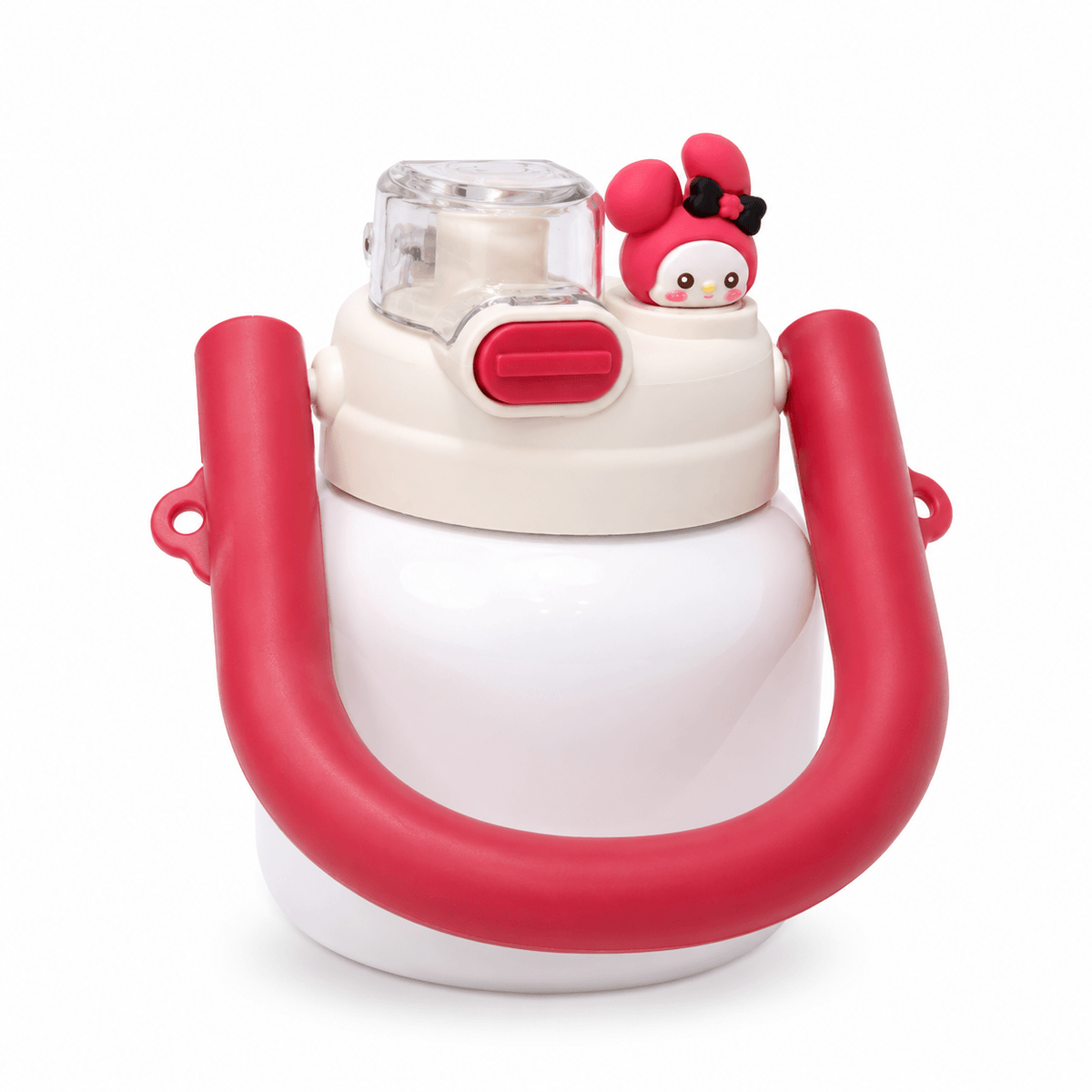 GARRAFA INOX TÉRMICA BABY POP 700ML BRANCA C/ TAMPA Vermelha