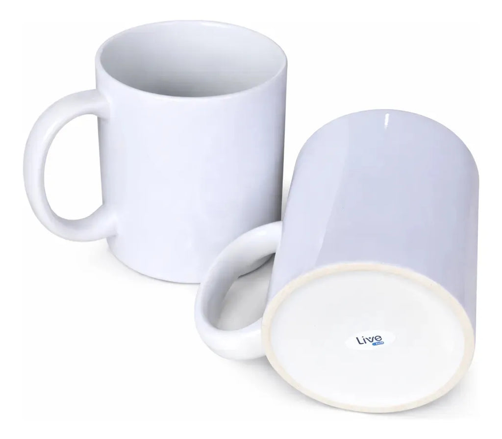 12un Caneca de Cerâmica Branca 325ml Classe AAA para Sublimação - Live Premium