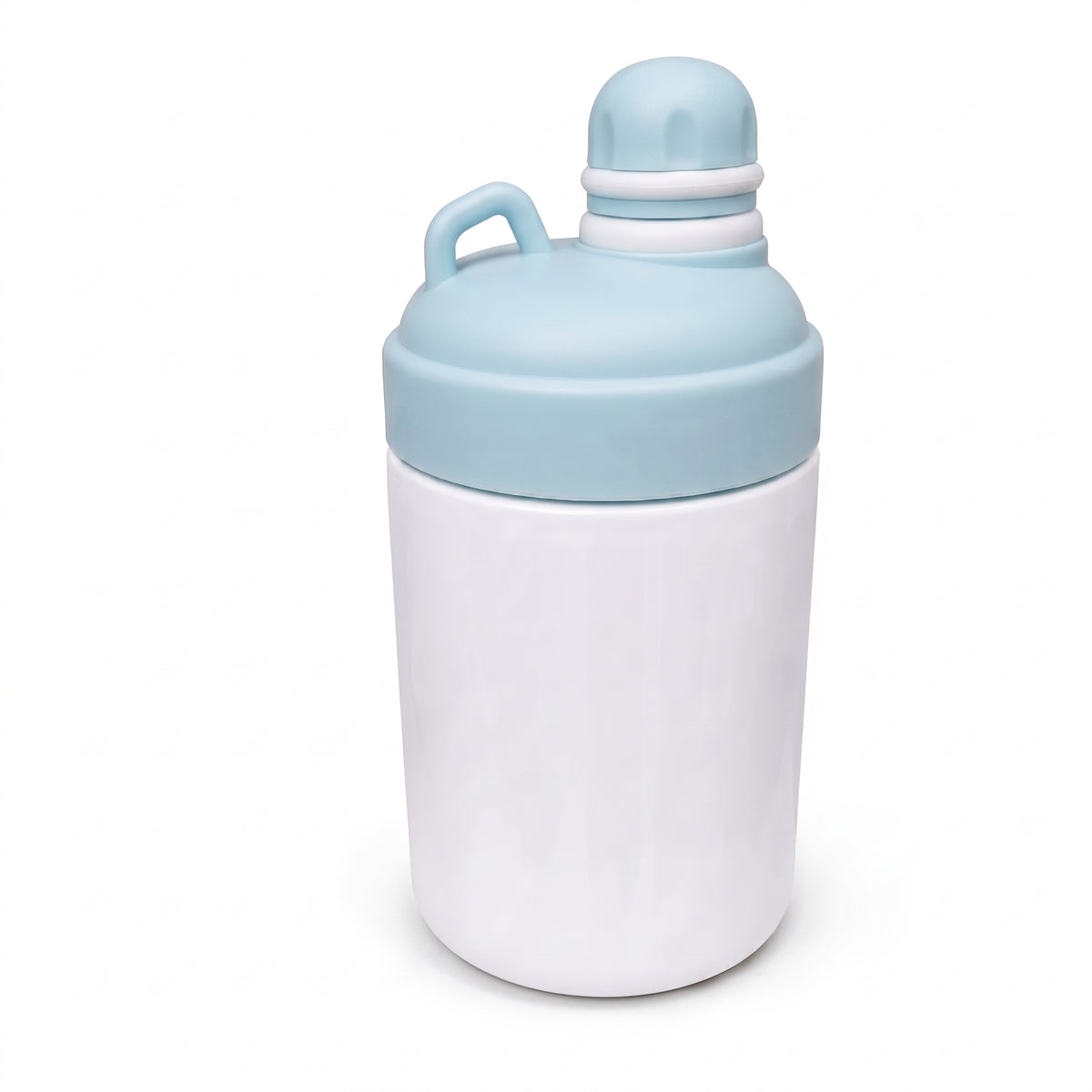 GARRAFA INOX TÉRMICO KAWAII BRANCO 500ML C/ TAMPA SILICONE AZUL