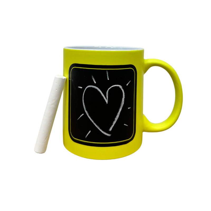 Yellow Ceramic Mug 325ml with Chalkboard for Sublimation - LiVE