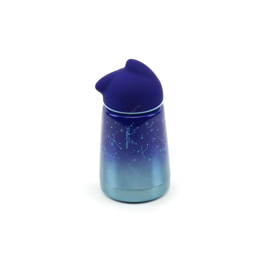 Garrafa Térmica de Inox 300ml Azul Espacial com Estampa Gatinho para Sublimação