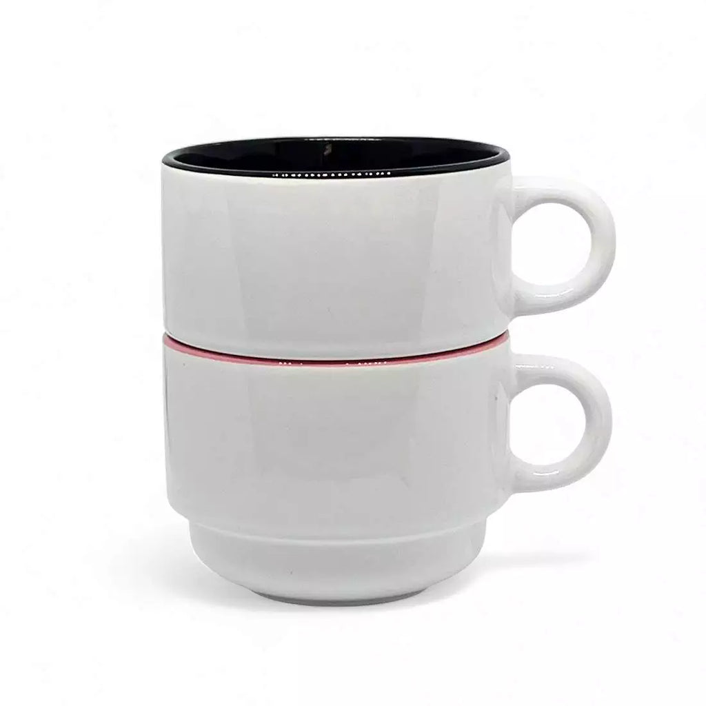 Xícara de Cerâmica 150ml Branca com Interior Preto p/ Suporte Metálico para Sublimação