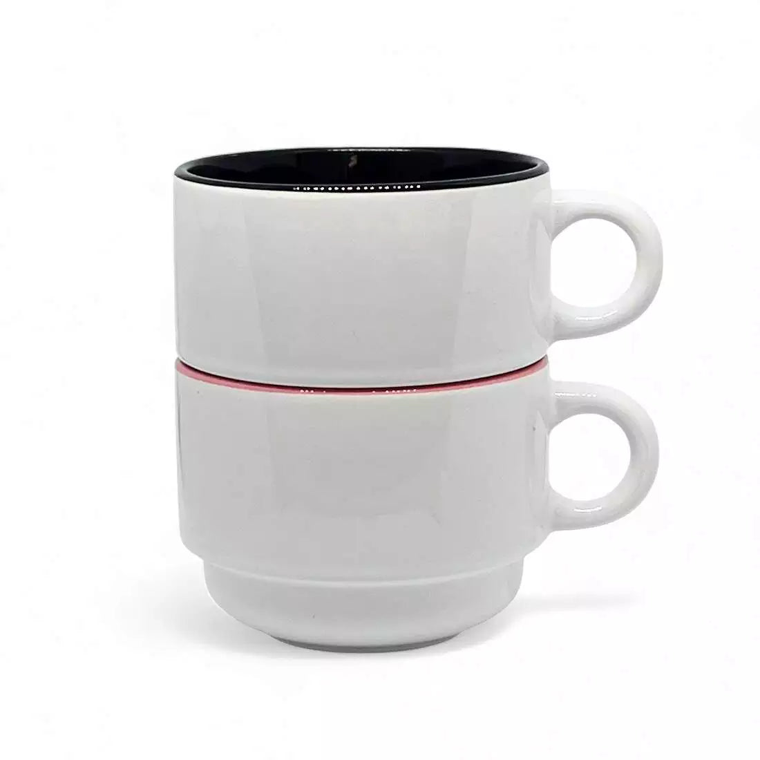 Xícara de Cerâmica 150ml Branca com Interior Preto p/ Suporte Metálico para Sublimação