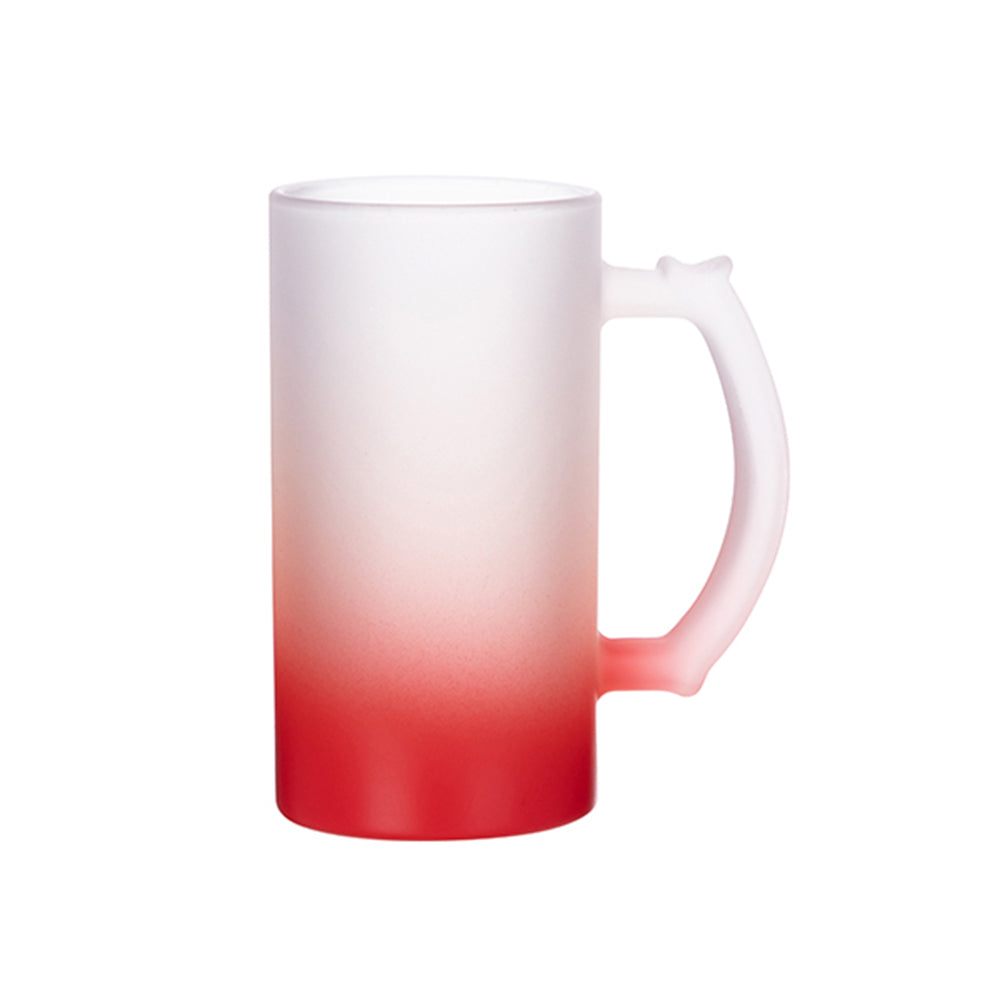CANECA VIDRO CHOPP 475ML FOSCO LISA DEGRADÊ VEMELHO SUPORTE