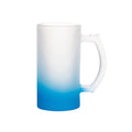 CANECA VIDRO CHOPP 475ML FOSCO LISA DEGRADÊ AZUL CLARO SUPORTE