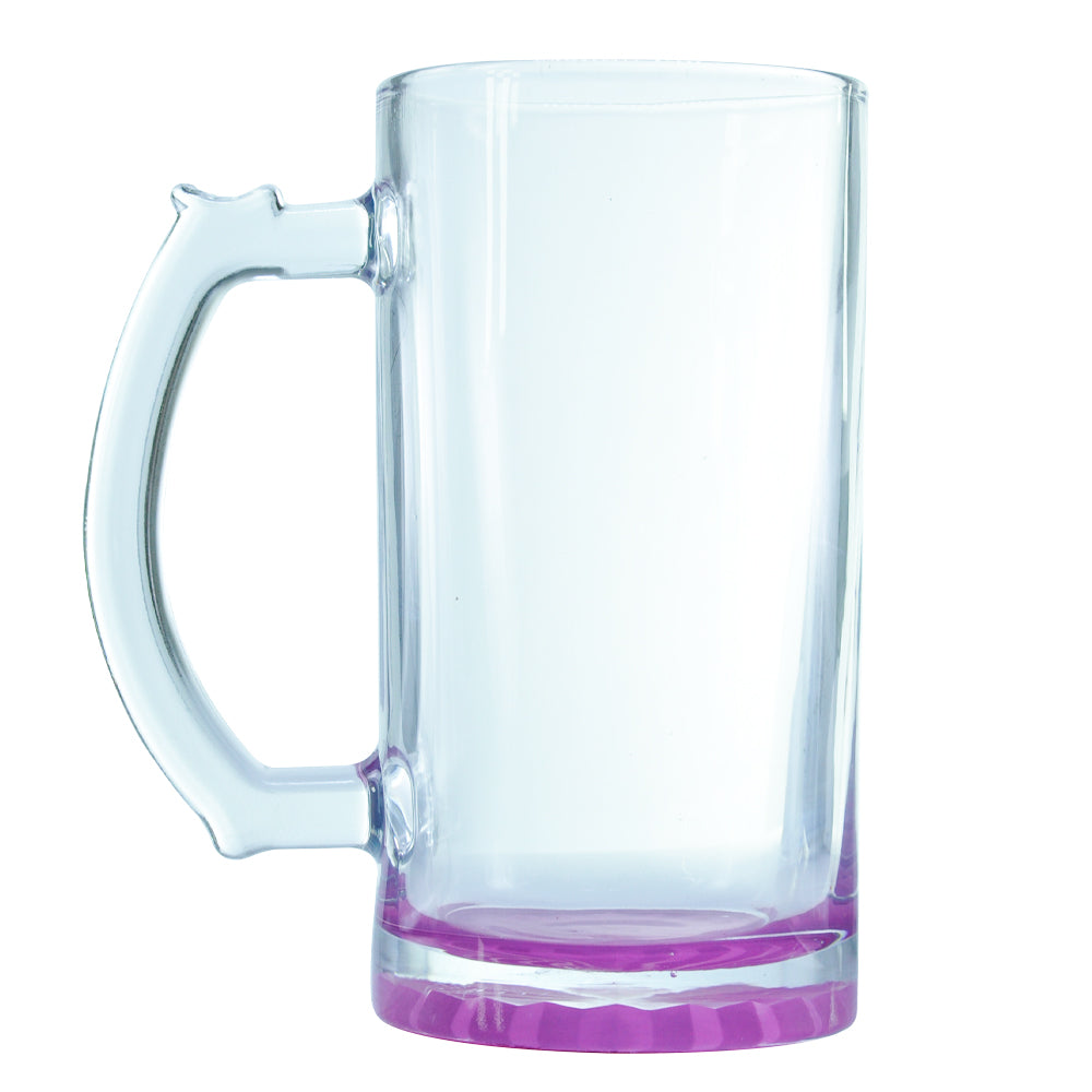CANECA VIDRO CHOPP 475ML CRISTAL BASE ROSA SUPORTE