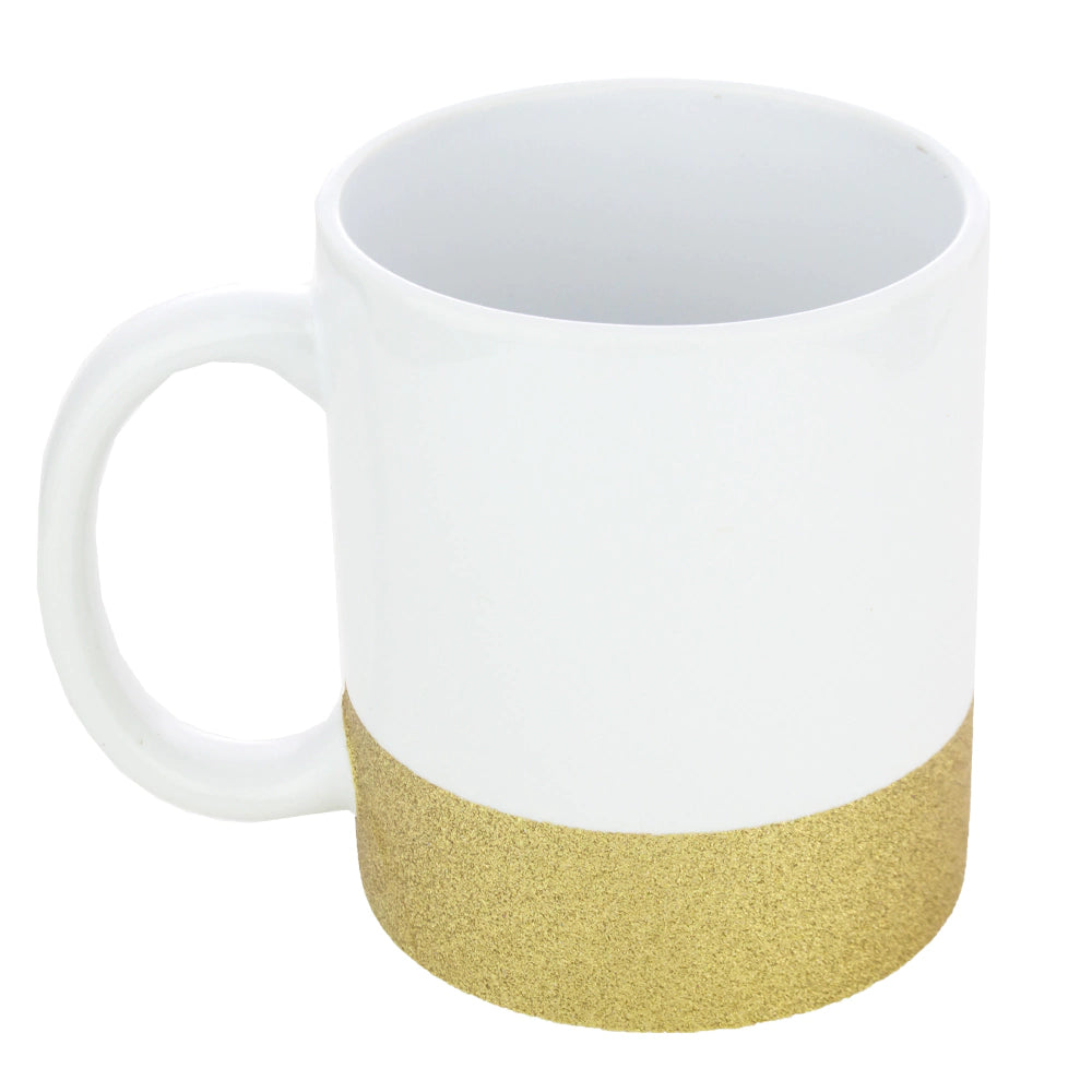 325ml White Ceramic Mug with Gold Glitter Base for Sublimation