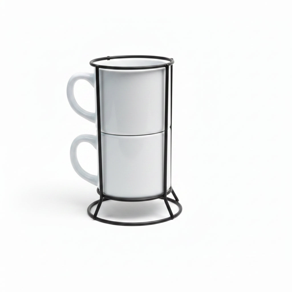 SUPORTE SUNRISE METAL P/ 2 XÍCARAS CERÂMICA 150ML PRETO