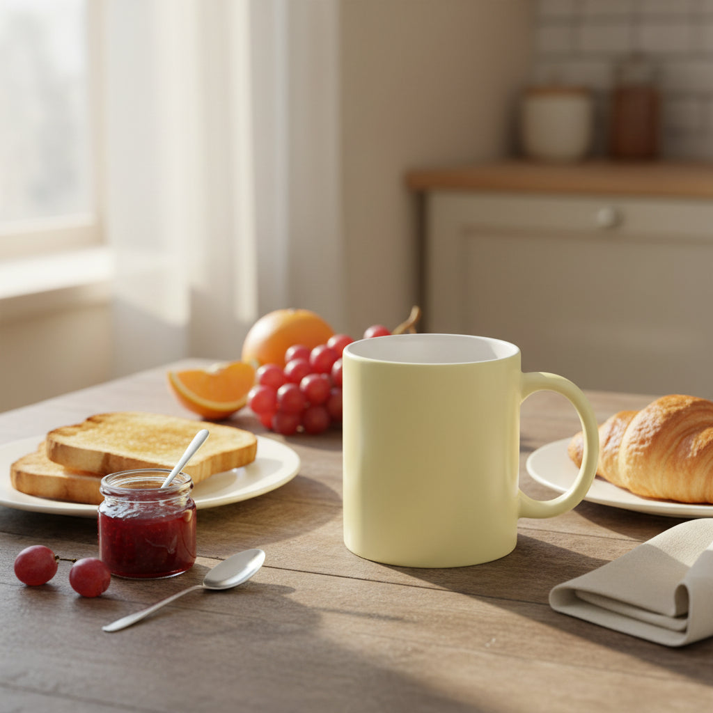 Beige Matte Ceramic Mug 325ml for Sublimation and Daily Use