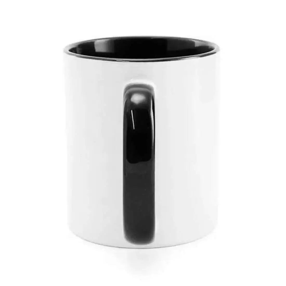 Caneca de Cerâmica 325ml Branca com Interior e Alça Pretos para Sublimação