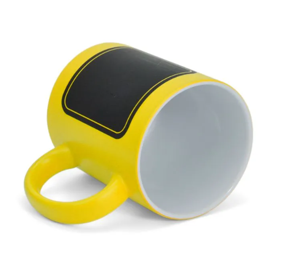 Yellow Ceramic Mug 325ml with Chalkboard for Sublimation - LiVE