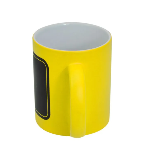 Yellow Ceramic Mug 325ml with Chalkboard for Sublimation - LiVE