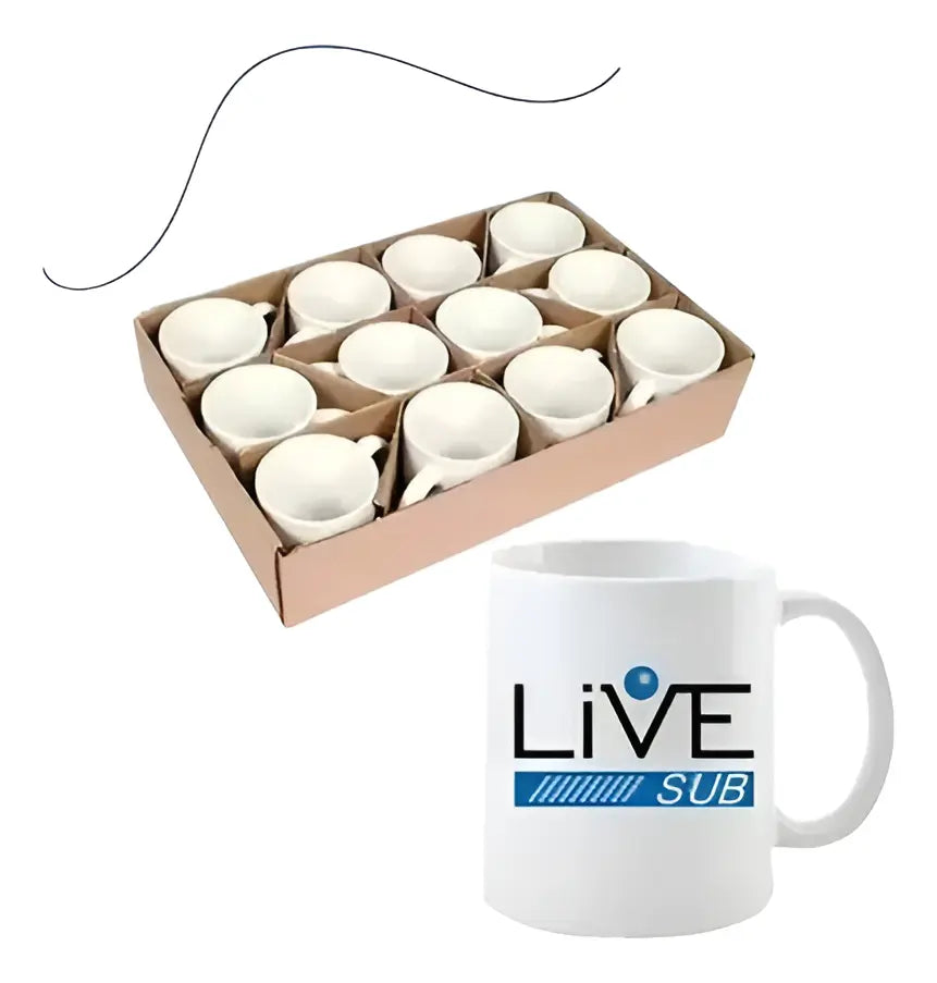 12un Caneca de Cerâmica Branca 325ml Classe AAA para Sublimação - Live Premium