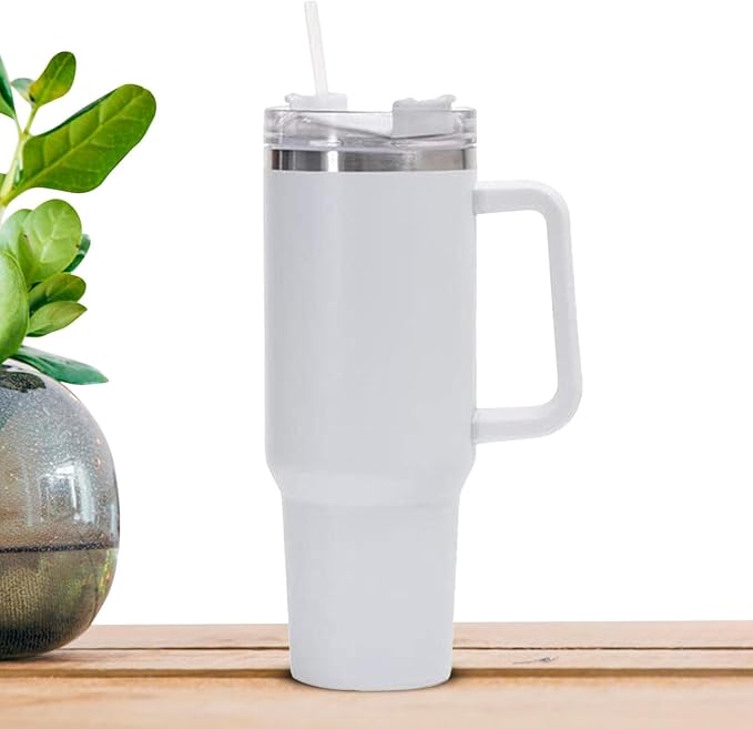 TITAN White 1200ml Stainless Steel Thermal Tumbler with Straw for Sublimation