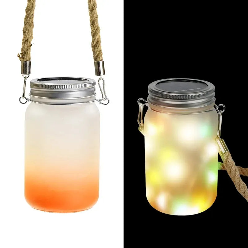 Jarra de Vidro 450ml Degradê Laranja com Corda para Sublimação