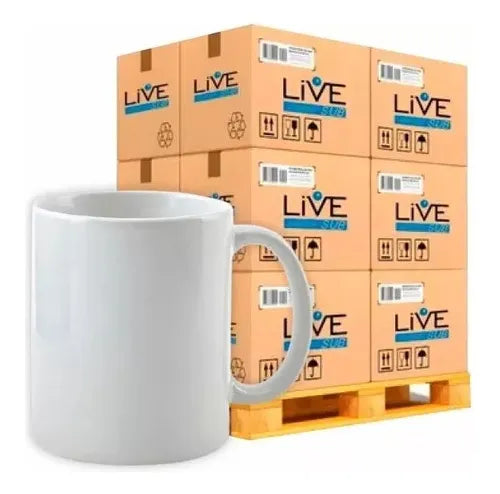 36un Caneca de Cerâmica Branca 325ml Classe AAA para Sublimação - Live Premium