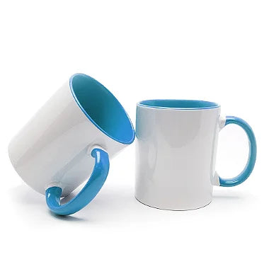 Ceramic Mug 325ml White with Baby Blue Interior for Sublimation