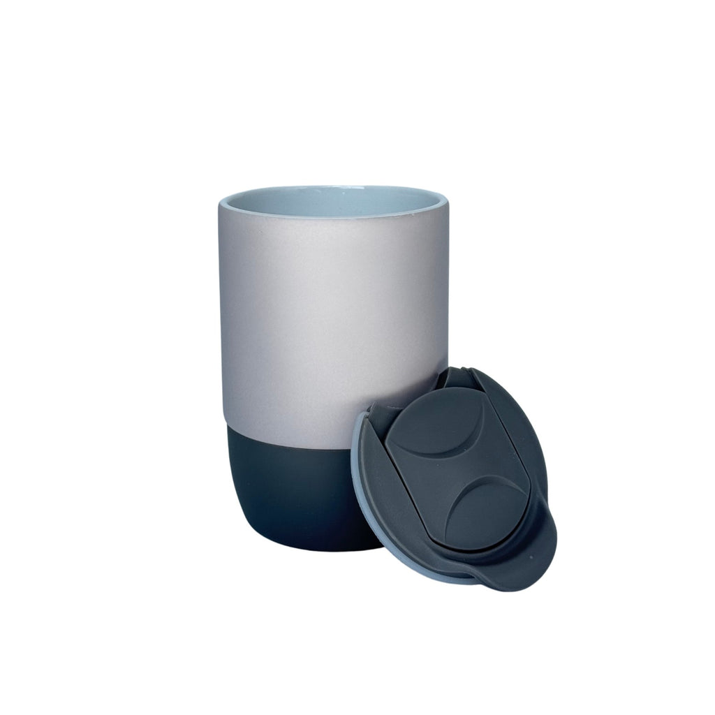 COPO CERÂMICA BUDDY TAMPA ACRILICO BASE SILICONE CINZA  325ML