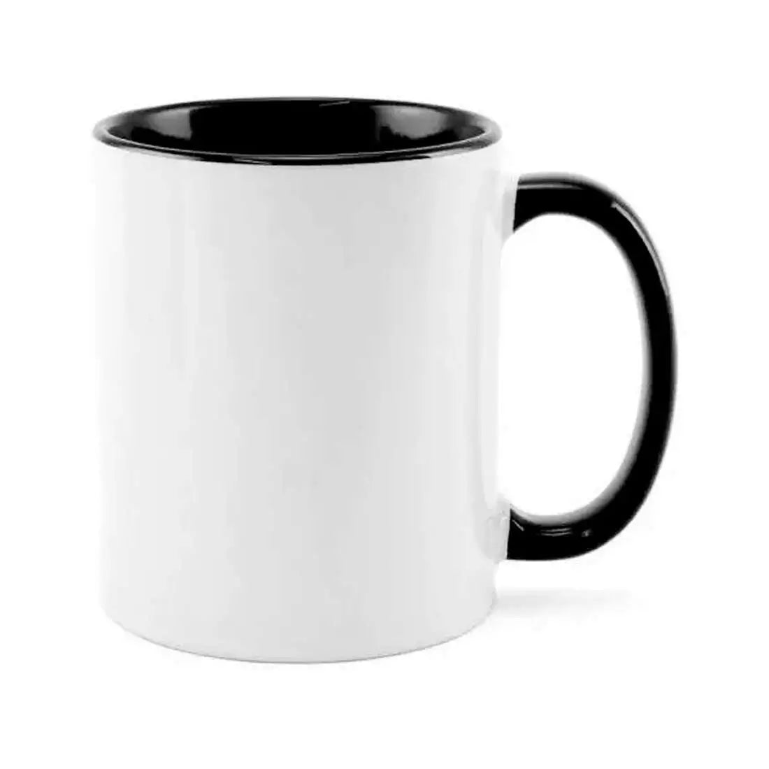 Caneca de Cerâmica 325ml Branca com Interior e Alça Pretos para Sublimação