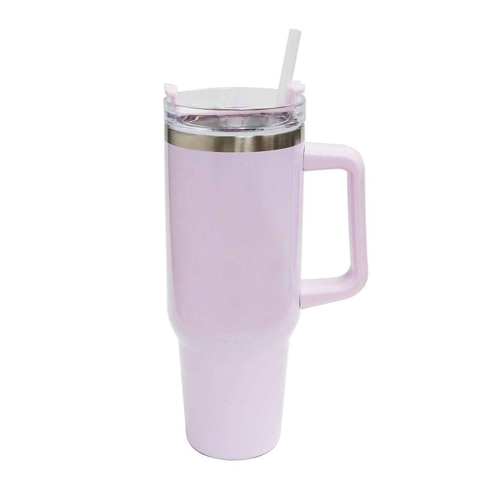 Copo Térmico Titan 1200ml Rosa Bebê Brilho com Canudo para Sublimação