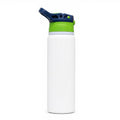 Garrafa Alumínio Sport Pop 600ml Branca com Tampa Verde e Azul Escuro