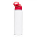 Garrafa Alumínio Sport Pop 600ml Branca com Tampa Vermelha e Rosa