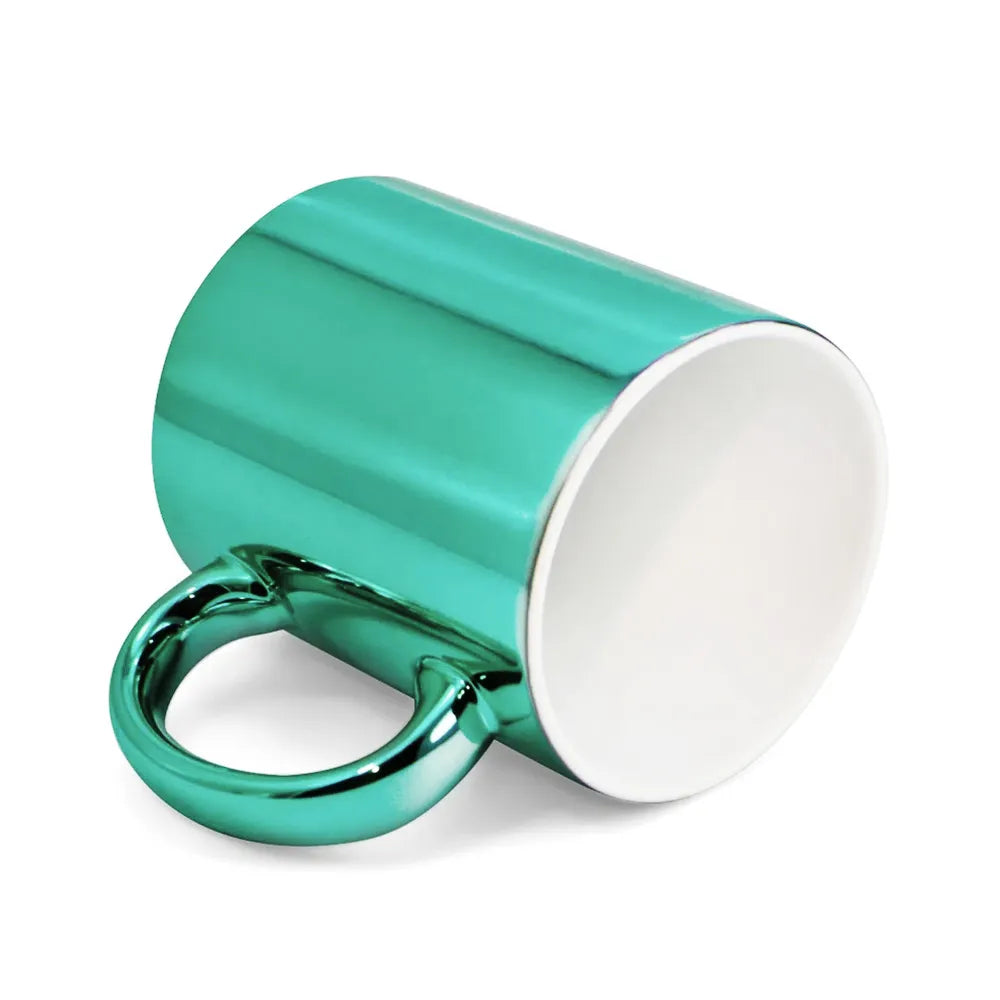 Caneca Cromada Verde Turquesa 325ml em Cerâmica para Sublimação LiVE