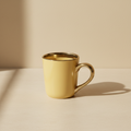 Caneca Cerâmica Amarela Imperial 325 ml com Interior e Alça Dourada para Personalização