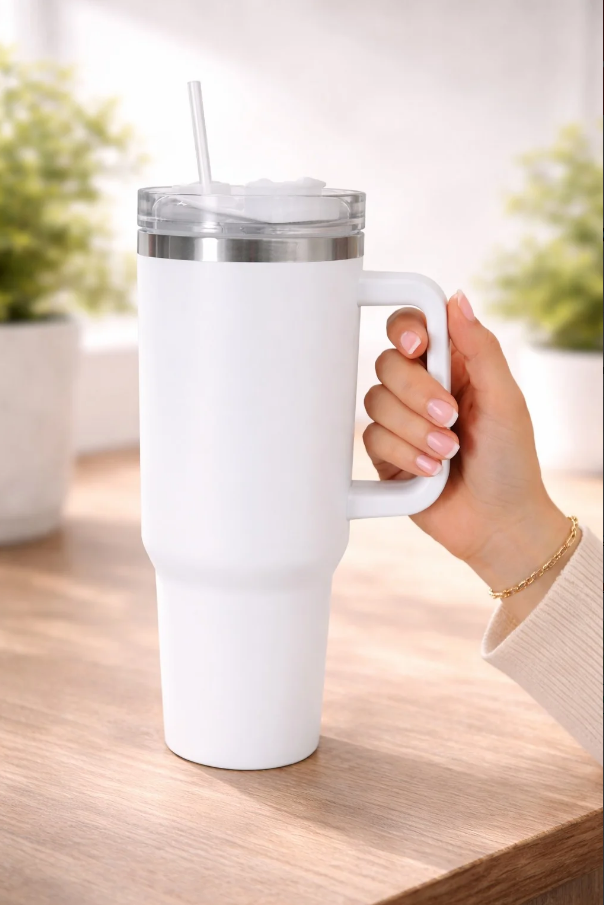 TITAN White 1200ml Stainless Steel Thermal Tumbler with Straw for Sublimation