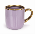 Caneca Cerâmica 400ml Lilás com Interior e Alça Dourada para Personalização