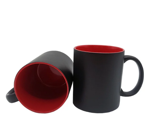 Caneca Mágica de Cerâmica 325ml Preto e Vermelho para Sublimação