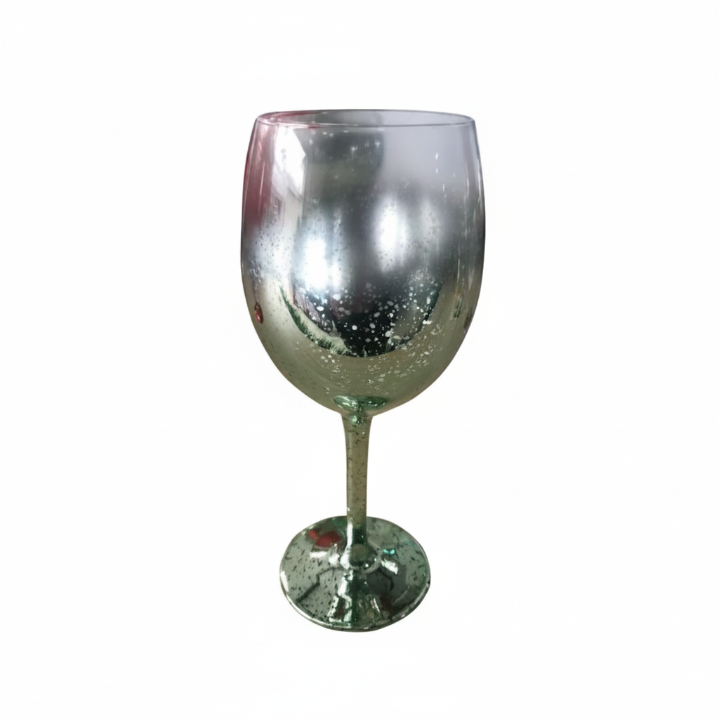 Taça de Vinho em Cristal 315ml com Purpurina Prata para Sublimação