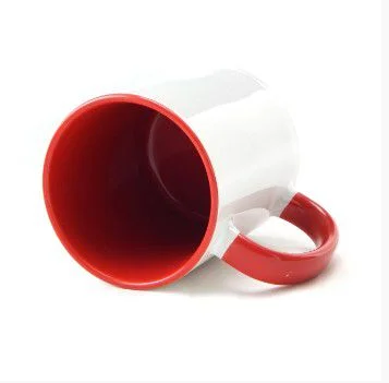 Caneca de Cerâmica 325ml Branca com Interior Vermelho para Sublimação
