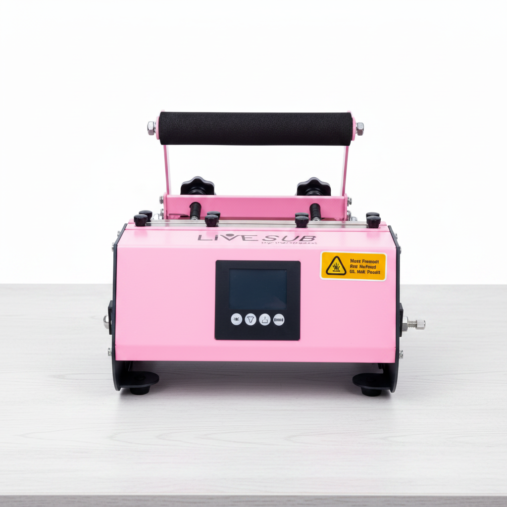 Pink Elite Plus Cylindrical Mug Sublimation Heat Press with Adjustable Control