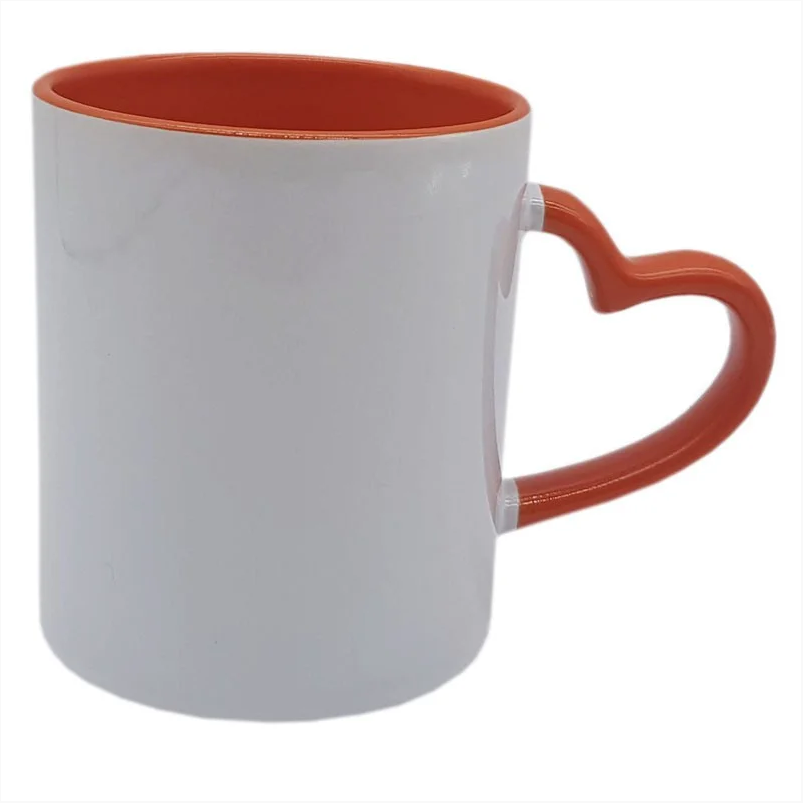 White 325ml Ceramic Mug with Red Interior for Sublimation