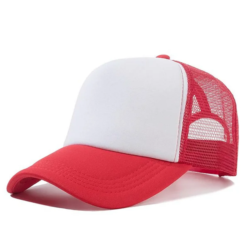 Boné Vermelho com Frente Branca Ajustável para Sublimação - Tamanho Único