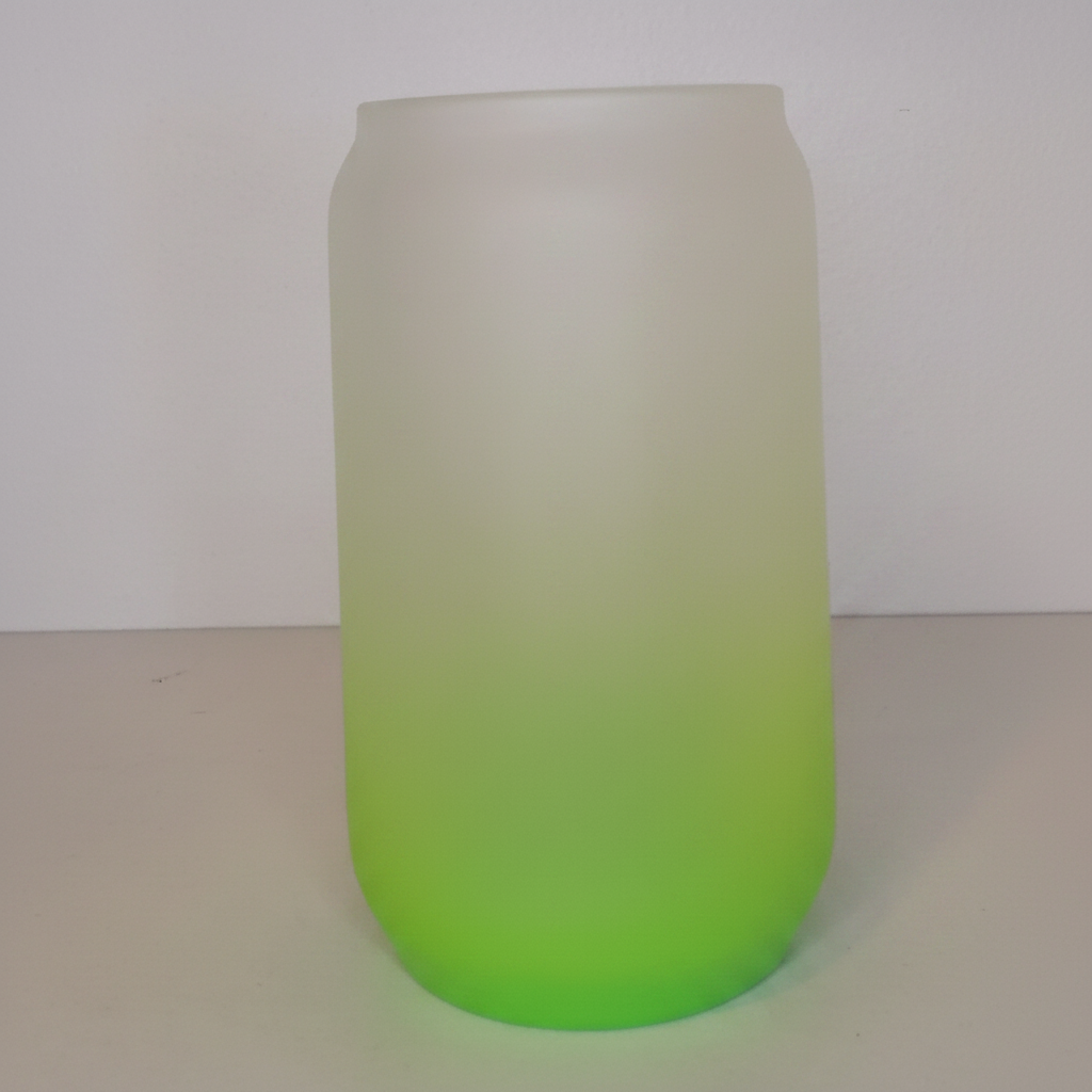 Copo de Vidro 400ml Latinha Degradê Verde Claro para Sublimação