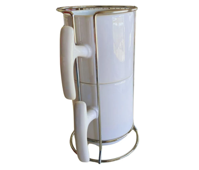 SUPORTE MAJESTIC METAL P/2 XÍCARAS CERÂMICA 325ML PRATA