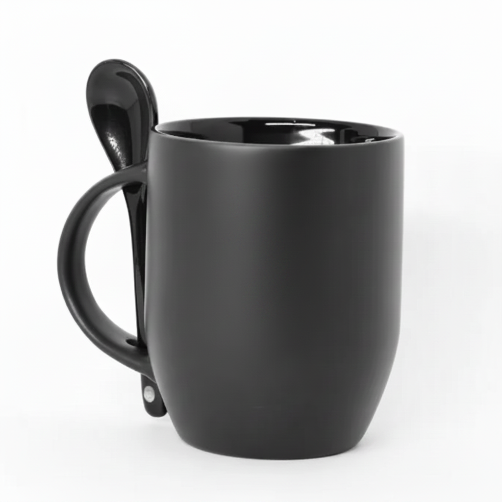Caneca Mágica Preto Fosco 325ml em Cerâmica para Sublimação