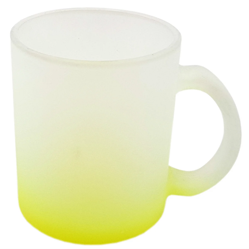 Caneca de Vidro Fosca Amarela 325ml para Personalização e Bebidas Quentes