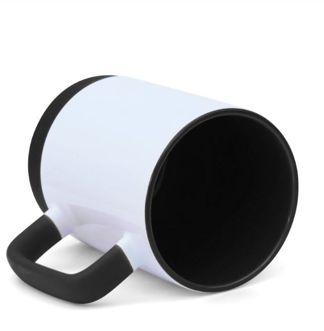 Caneca de Cerâmica 325ml com Alça Soft, Base Silicone e Interior Vinho para Sublimação