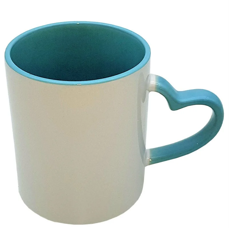 Caneca de Cerâmica 325ml com Alça e Interior Azul Bebê para Sublimação