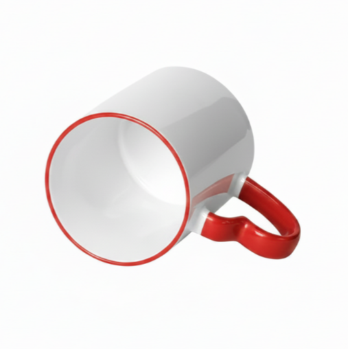 325ml Ceramic Mug with Red Heart Handle for Sublimation
