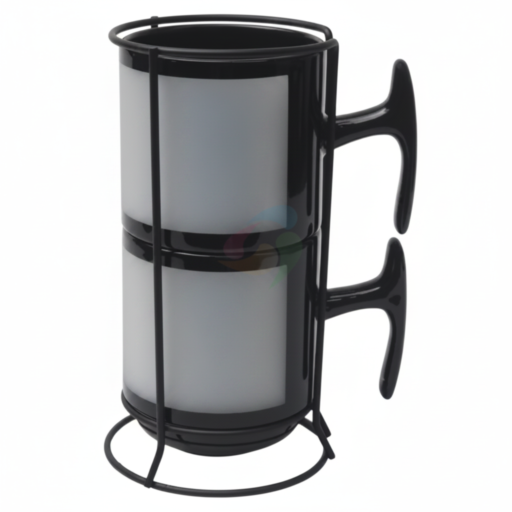 SUPORTE MAJESTIC METAL P/2 XÍCARAS CERÂMICA 325ML PRETO