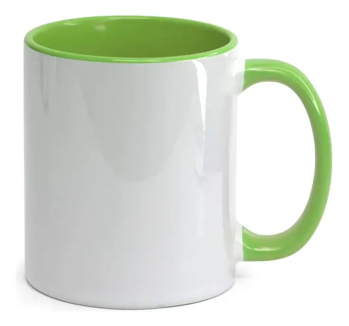 325ml White Ceramic Mug with Light Green Interior and Comfortable Handle for Personalization