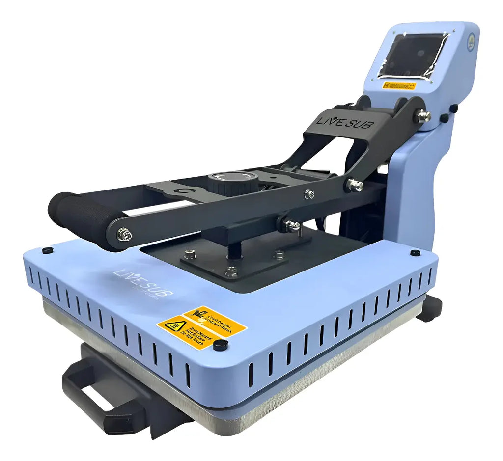 Elite 38x38cm Blue Manual Flat Heat Press with Drawer for Sublimation