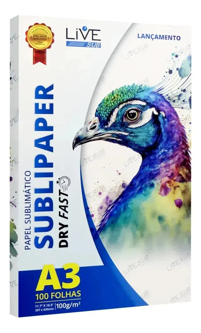 Papel Dry Fast A3 para Sublimação - Pacote com 100 Folhas de Alta Qualidade
