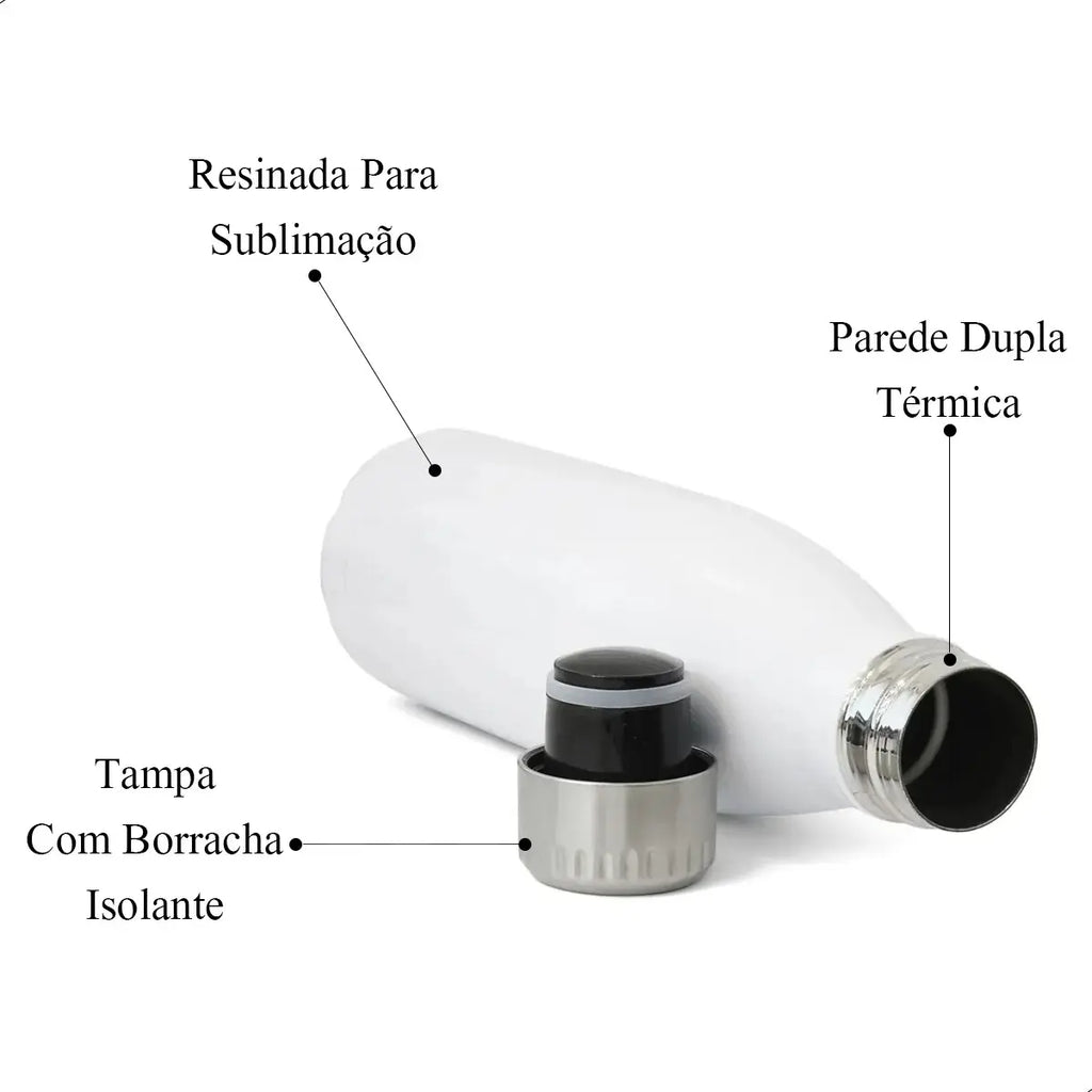 White 500ml Stainless Steel Thermal Bottle with Sublimation Finish